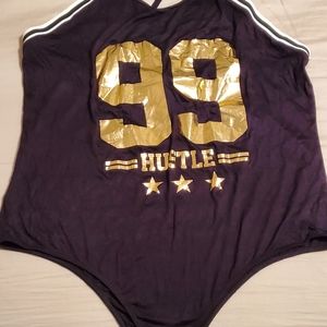 Black and gold body suit